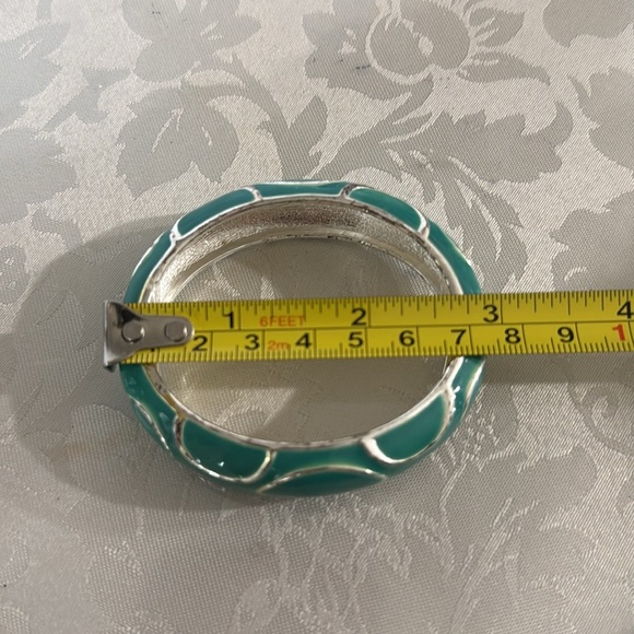 Vintage Turquoise and Silver enamel Bangle Bracelet - Picture 3 of 4